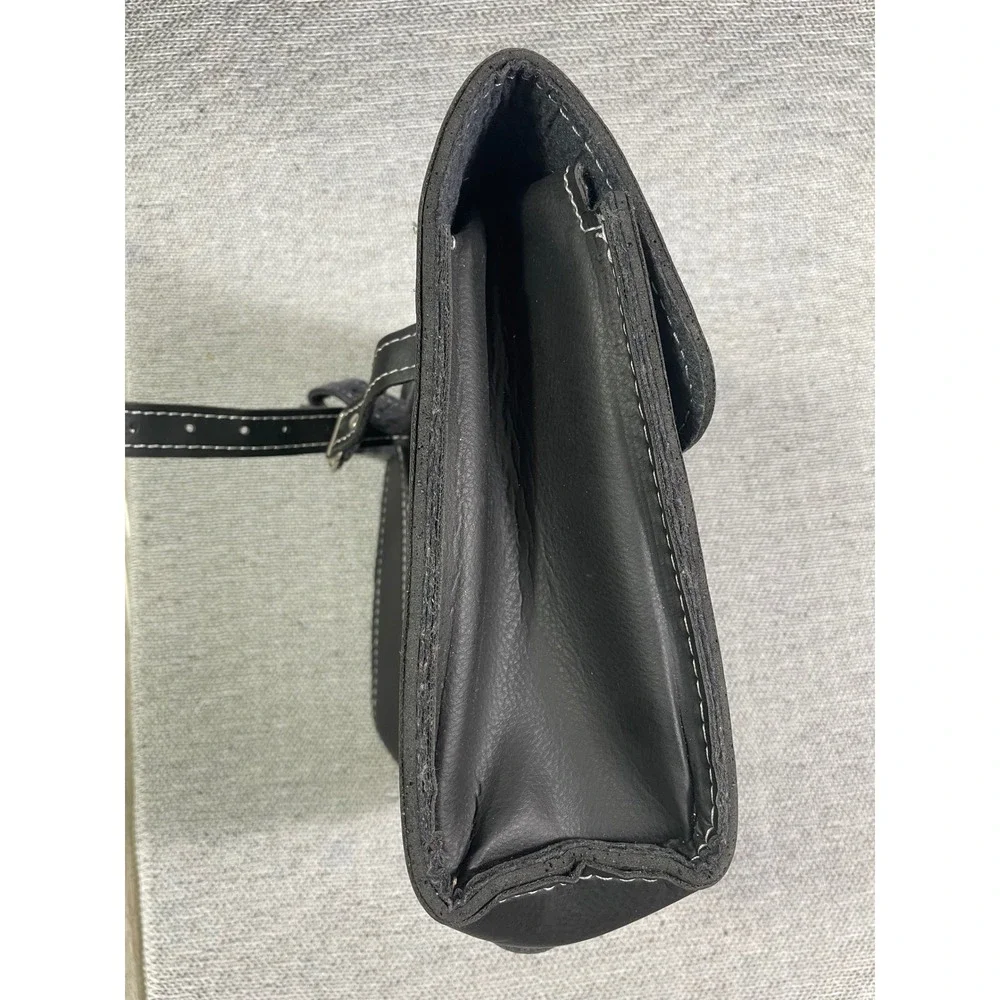 Universal Motorcycle Saddlebag Tool Bag Black Faux Leather Hard Shell Reinforced